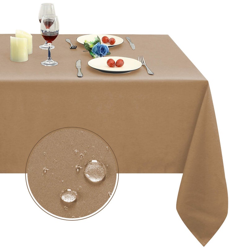 Obstal 210GSM Rectangle Table Cloth - Heavy Duty Water Resistance Microfiber Tablecloth, Decorative Fabric Table Cover for Outdoor and Indoor Use (Coffee, 60 x 84 Inch) - Image 1